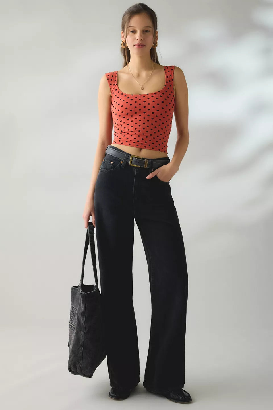 BDG Women's Ribbed Square Neck Cropped Tank Top