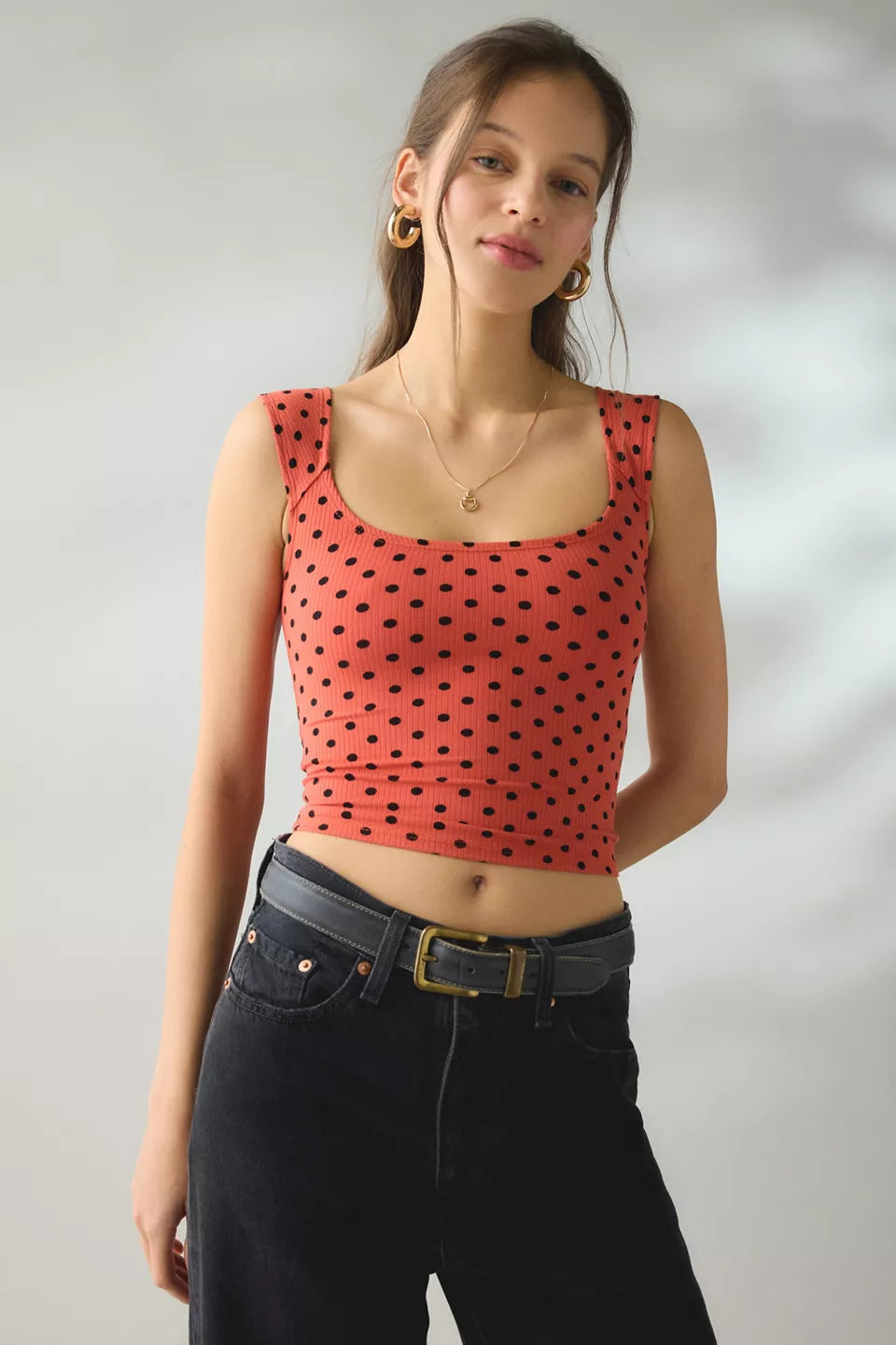 BDG Women's Ribbed Square Neck Cropped Tank Top