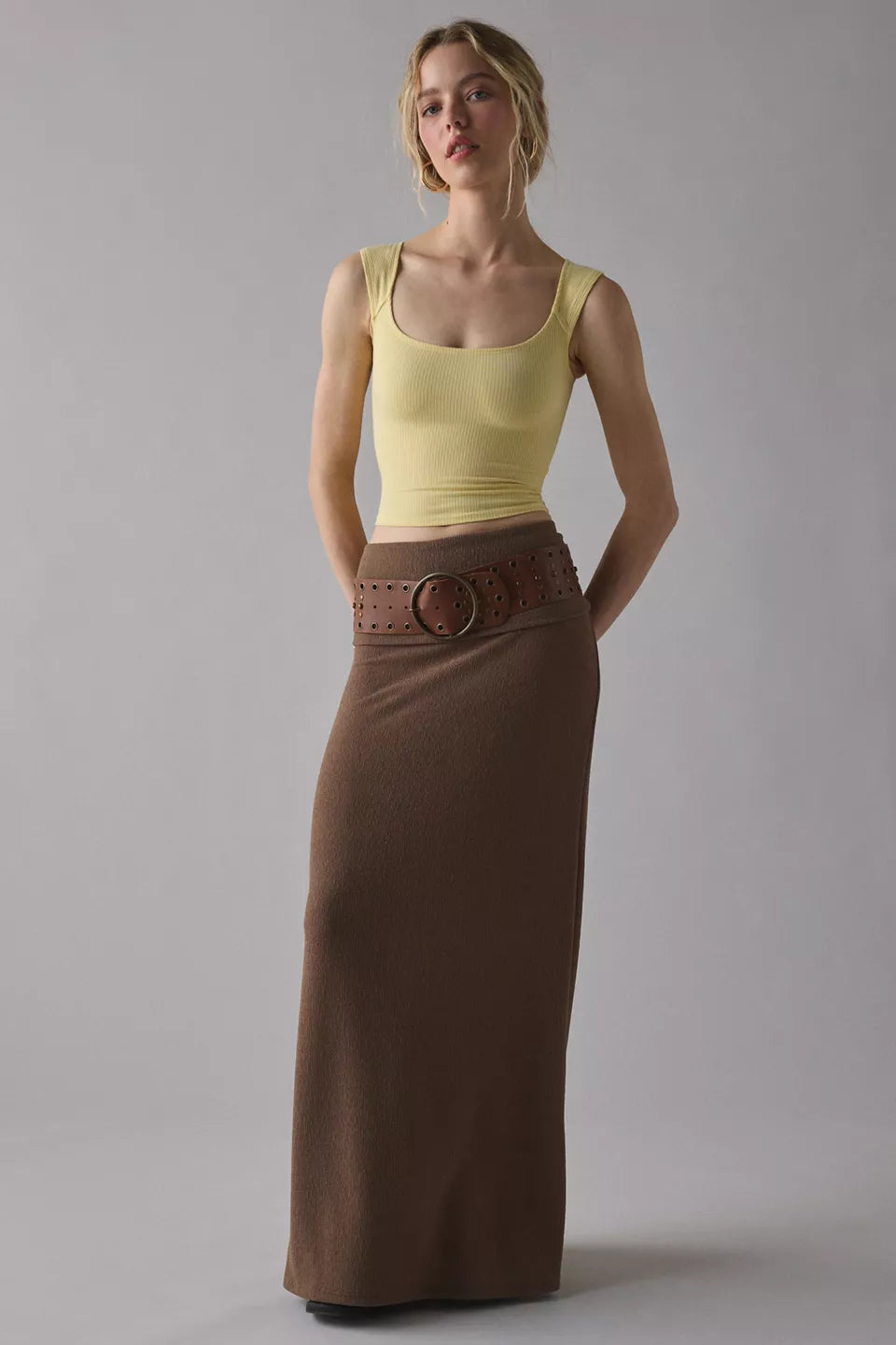 Women's Ribbed Square Neck Cropped Tank Top