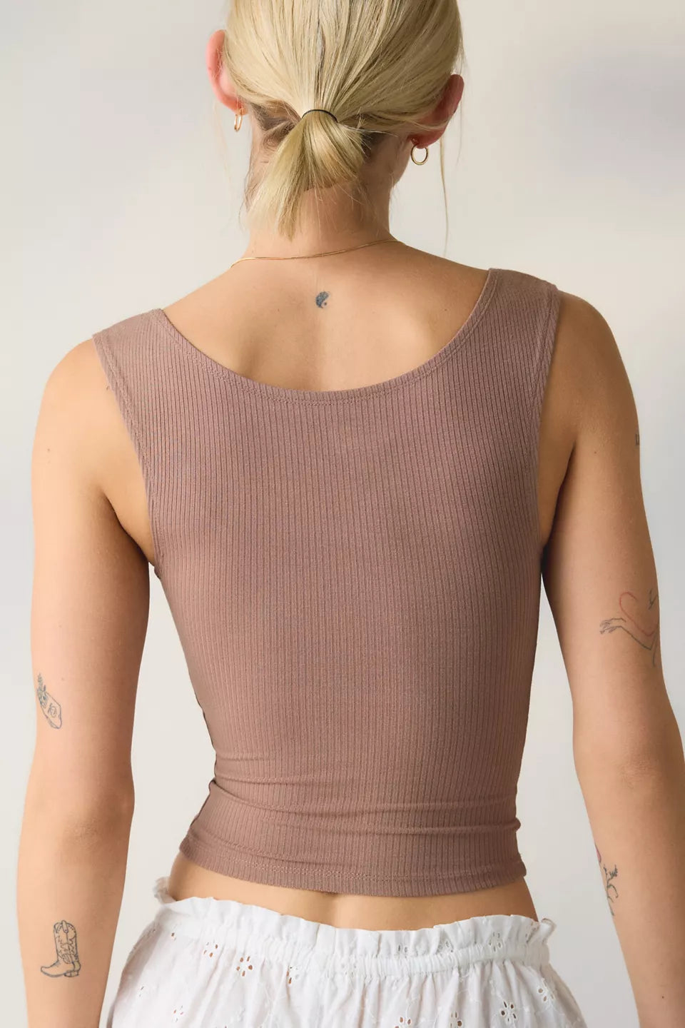 Women's Ribbed Square Neck Cropped Tank Top