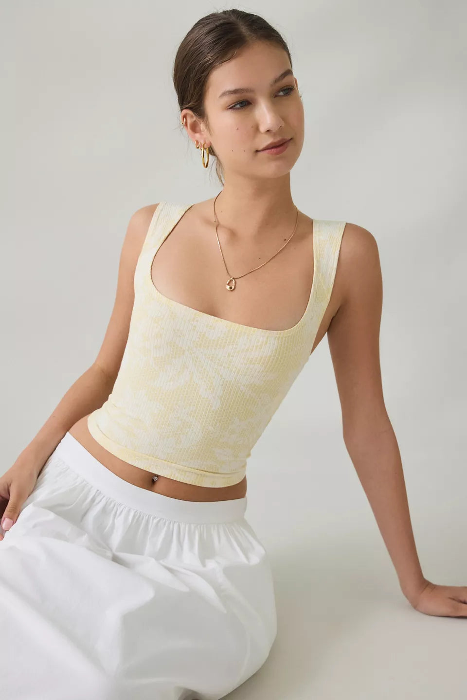 BDG Women's Ribbed Square Neck Cropped Tank Top