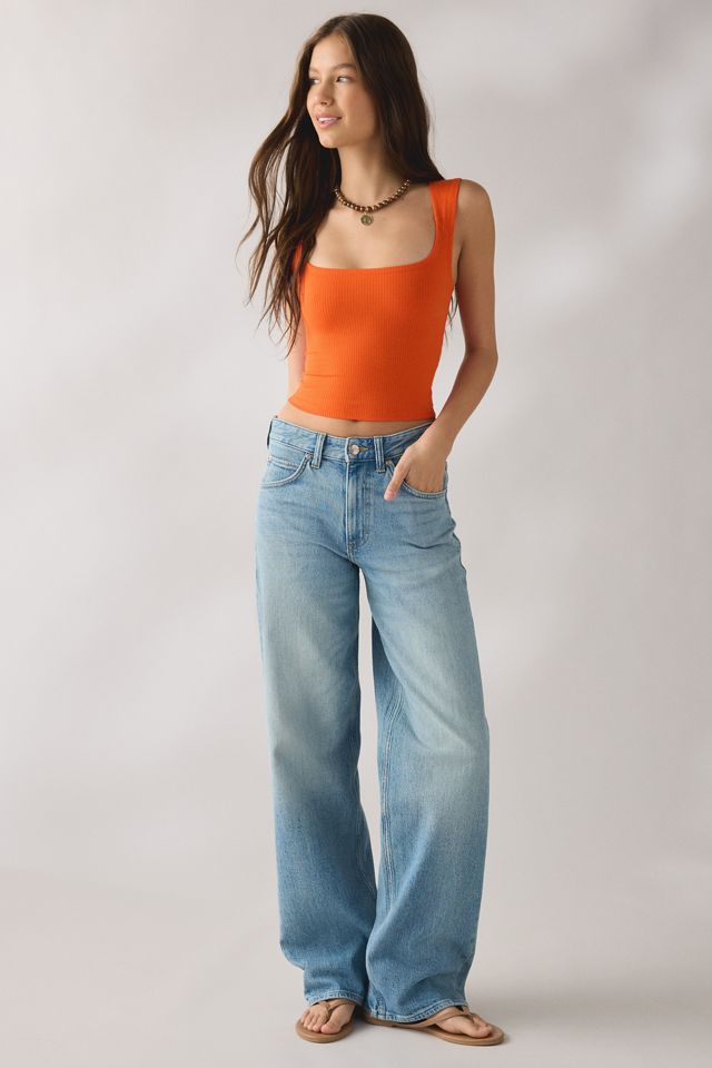 BDG Women's Ribbed Square Neck Cropped Tank Top