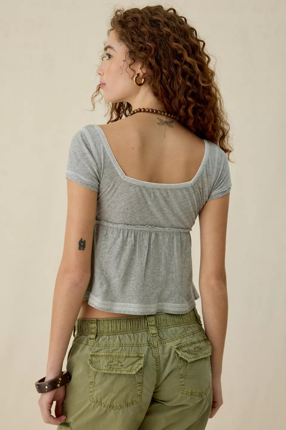 Women's Brittney Square Neck Henley Babydoll Tee