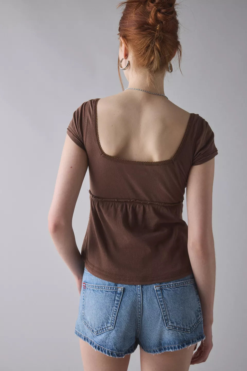 Women's Brittney Square Neck Henley Babydoll Tee