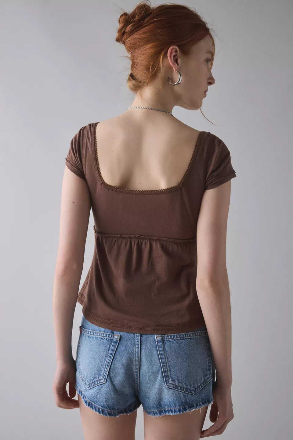 Women's Brittney Square Neck Henley Babydoll Tee