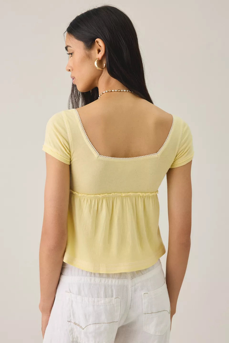 Women's Brittney Square Neck Henley Babydoll Tee