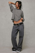 BDG Women's Kayla Printed Low-Rise Baggy Jeans