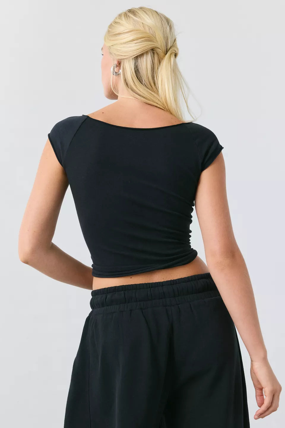 Women's Cotton Compression Boatneck Cropped Tee