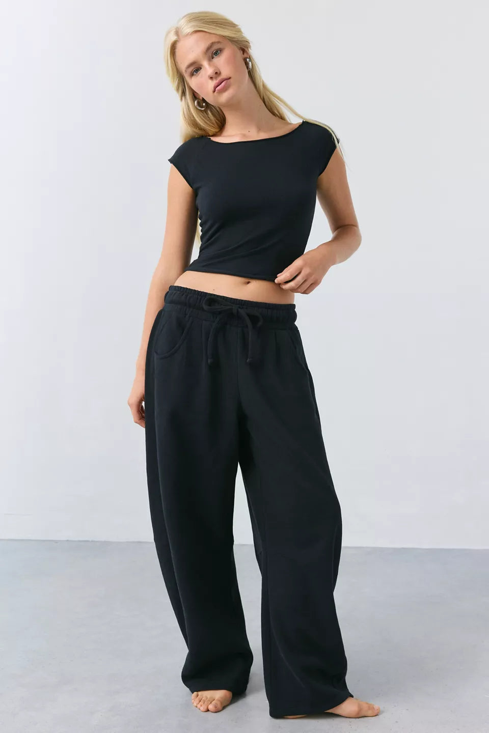 Women's Cotton Compression Boatneck Cropped Tee
