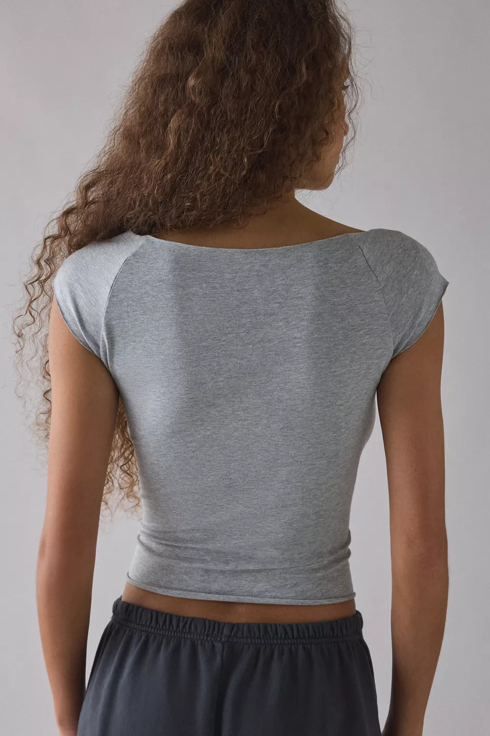 Women's Cotton Compression Boatneck Cropped Tee