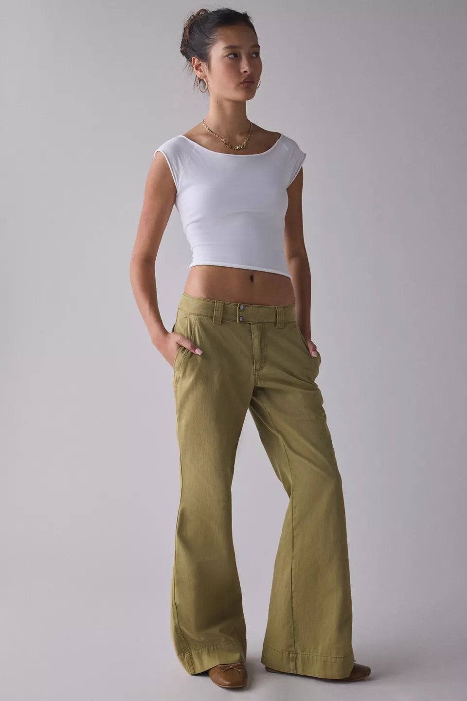 Women's Cotton Compression Boatneck Cropped Tee