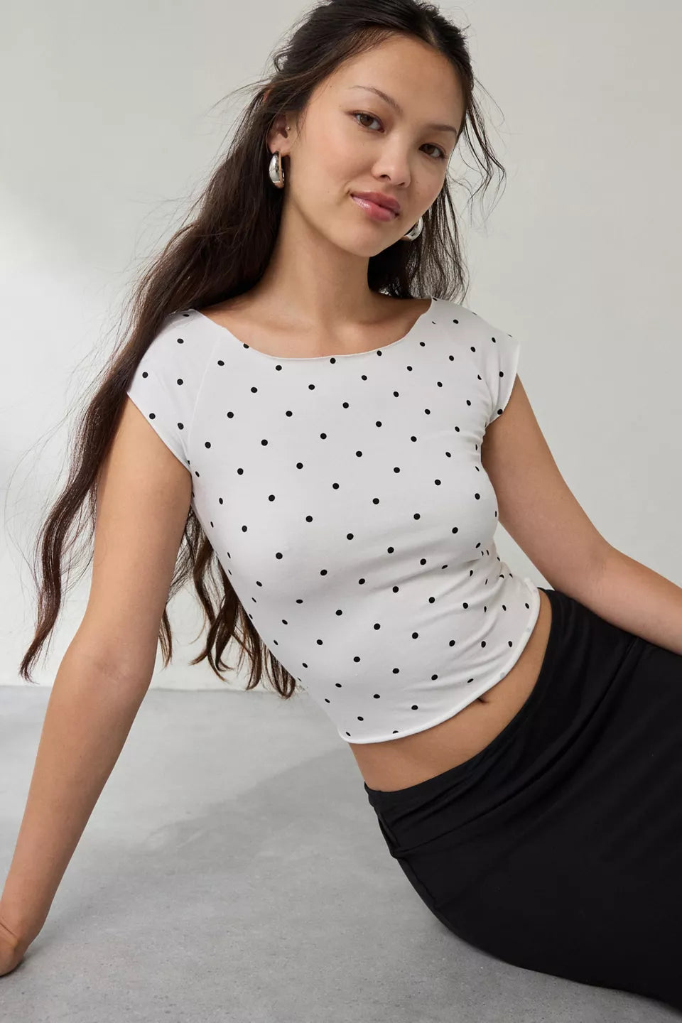 Women's Cotton Compression Boatneck Cropped Tee