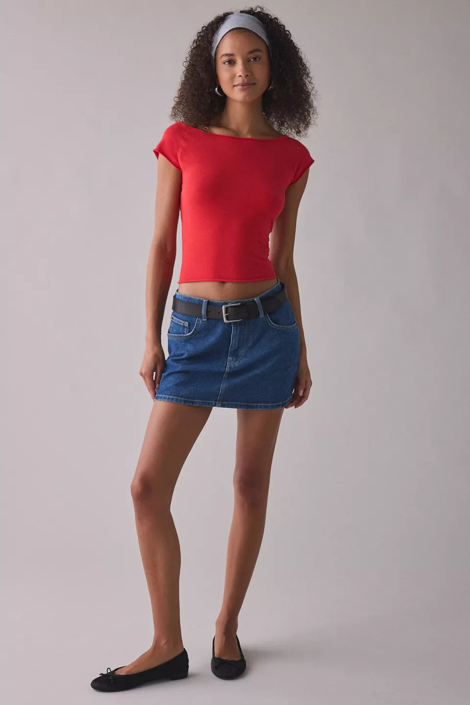 Women's Cotton Compression Boatneck Cropped Tee