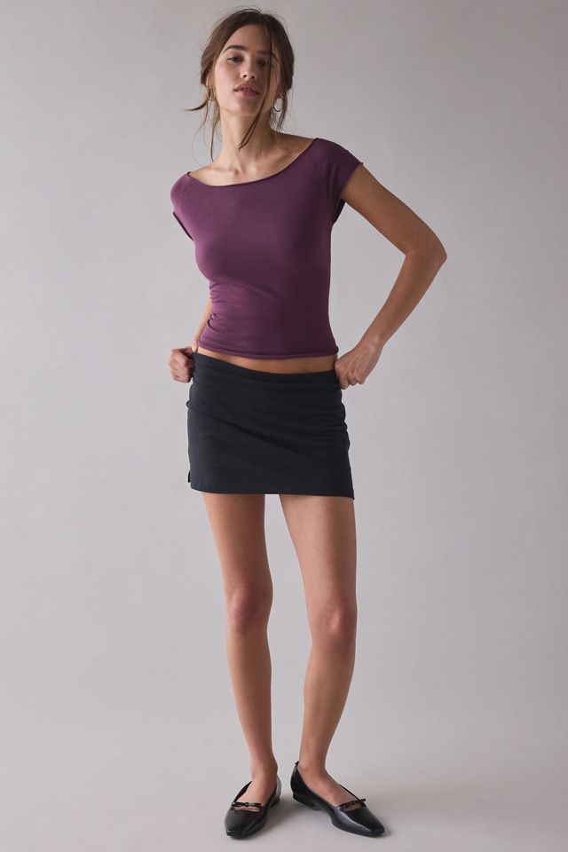 Out From Under Women's Cotton Compression Boatneck Cropped Tee