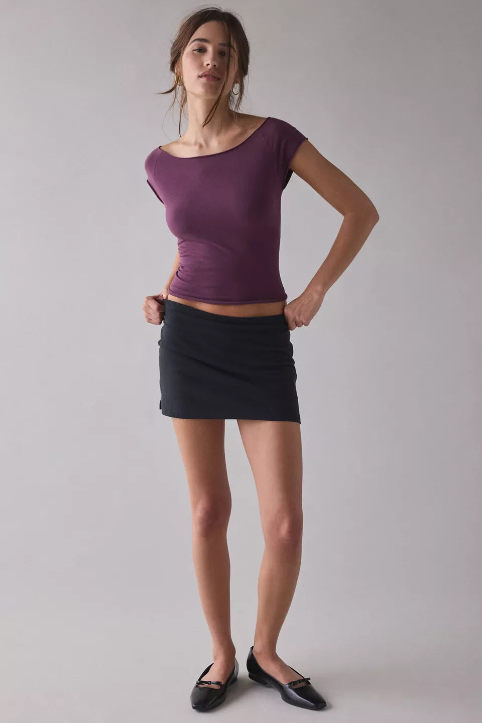 Women's Cotton Compression Boatneck Cropped Tee