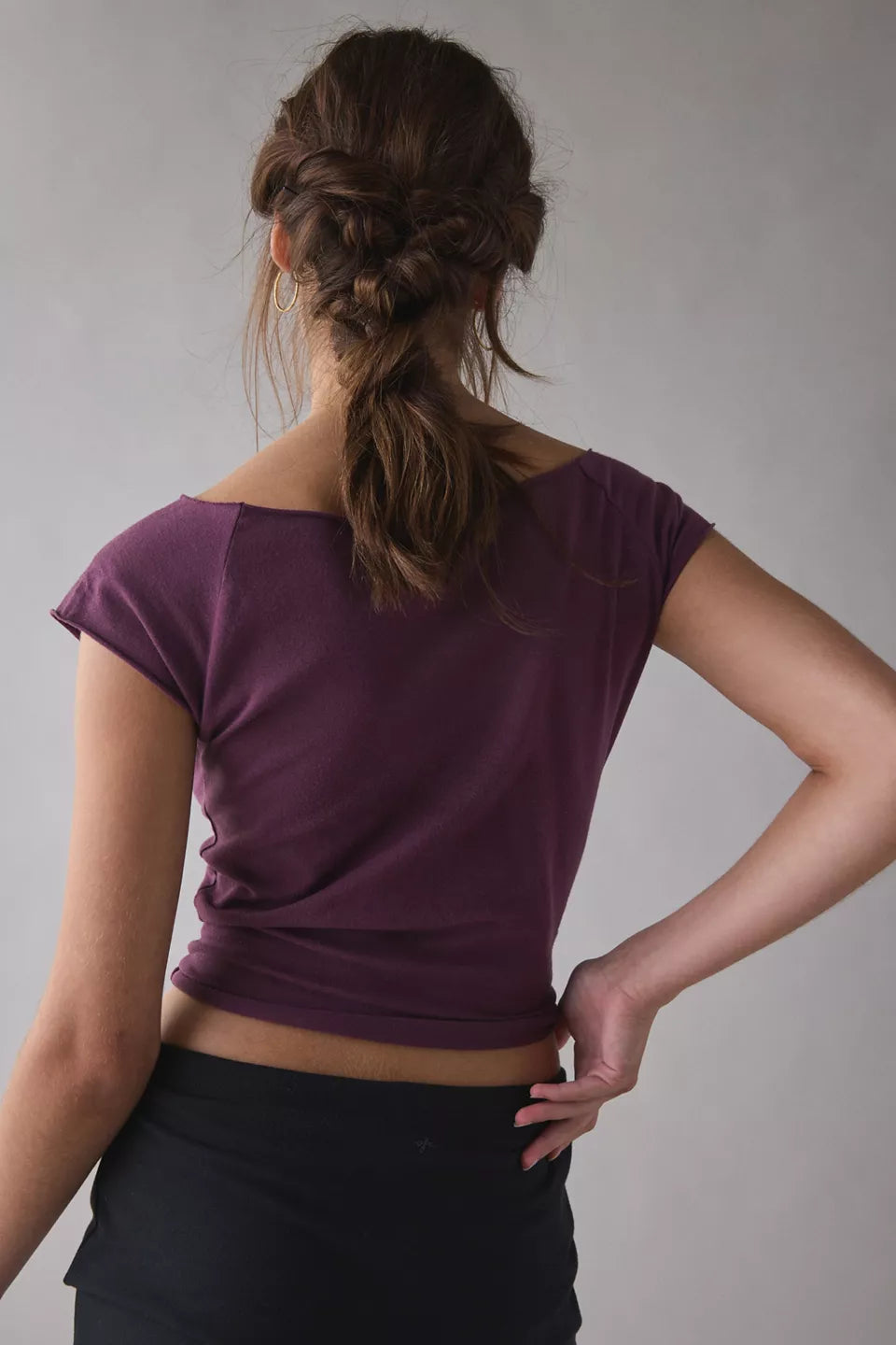 Women's Cotton Compression Boatneck Cropped Tee