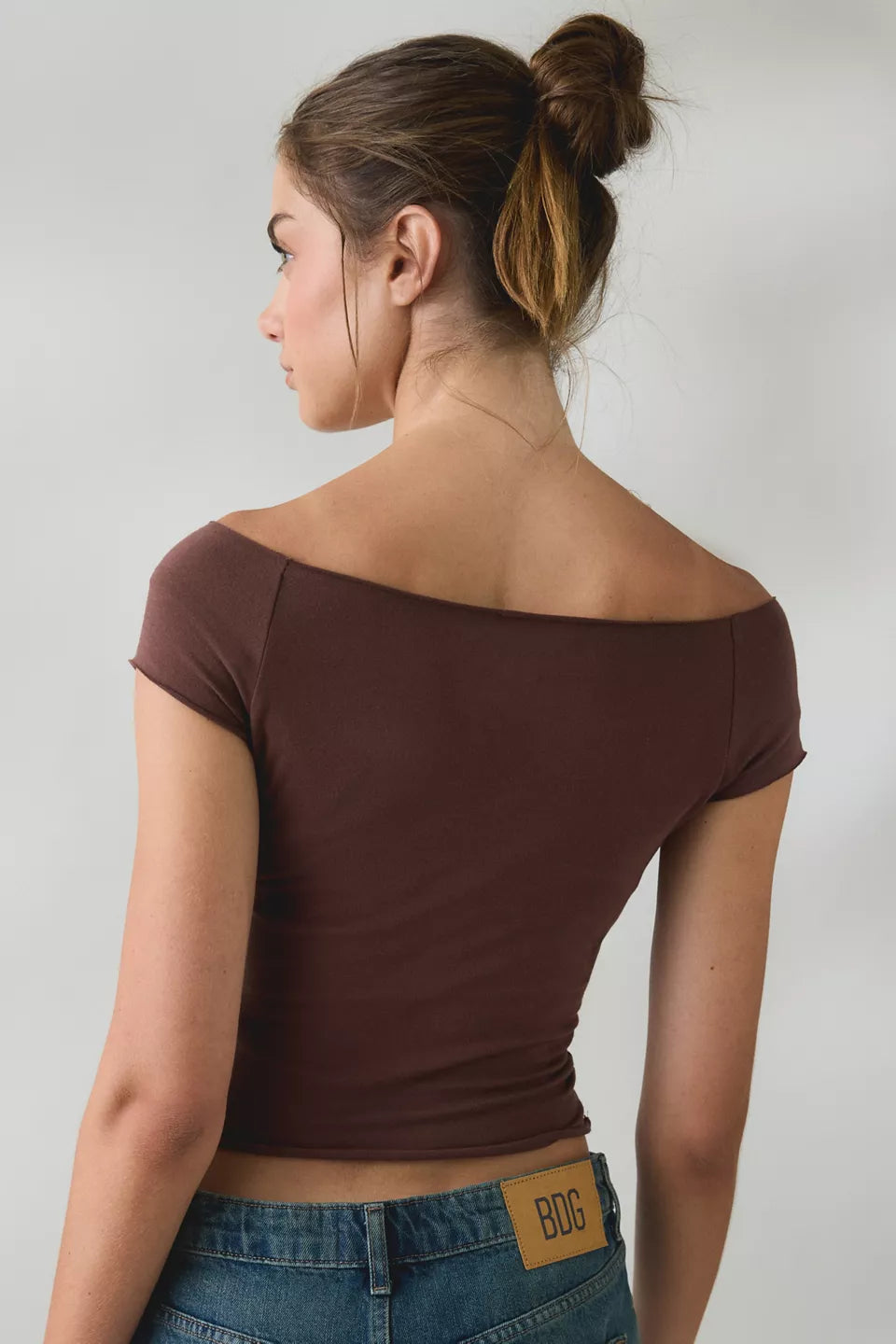 Women's Cotton Compression Boatneck Cropped Tee