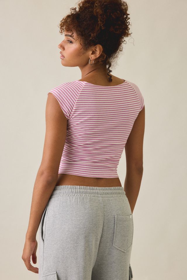 Out From Under Women's Cotton Compression Boatneck Cropped Tee