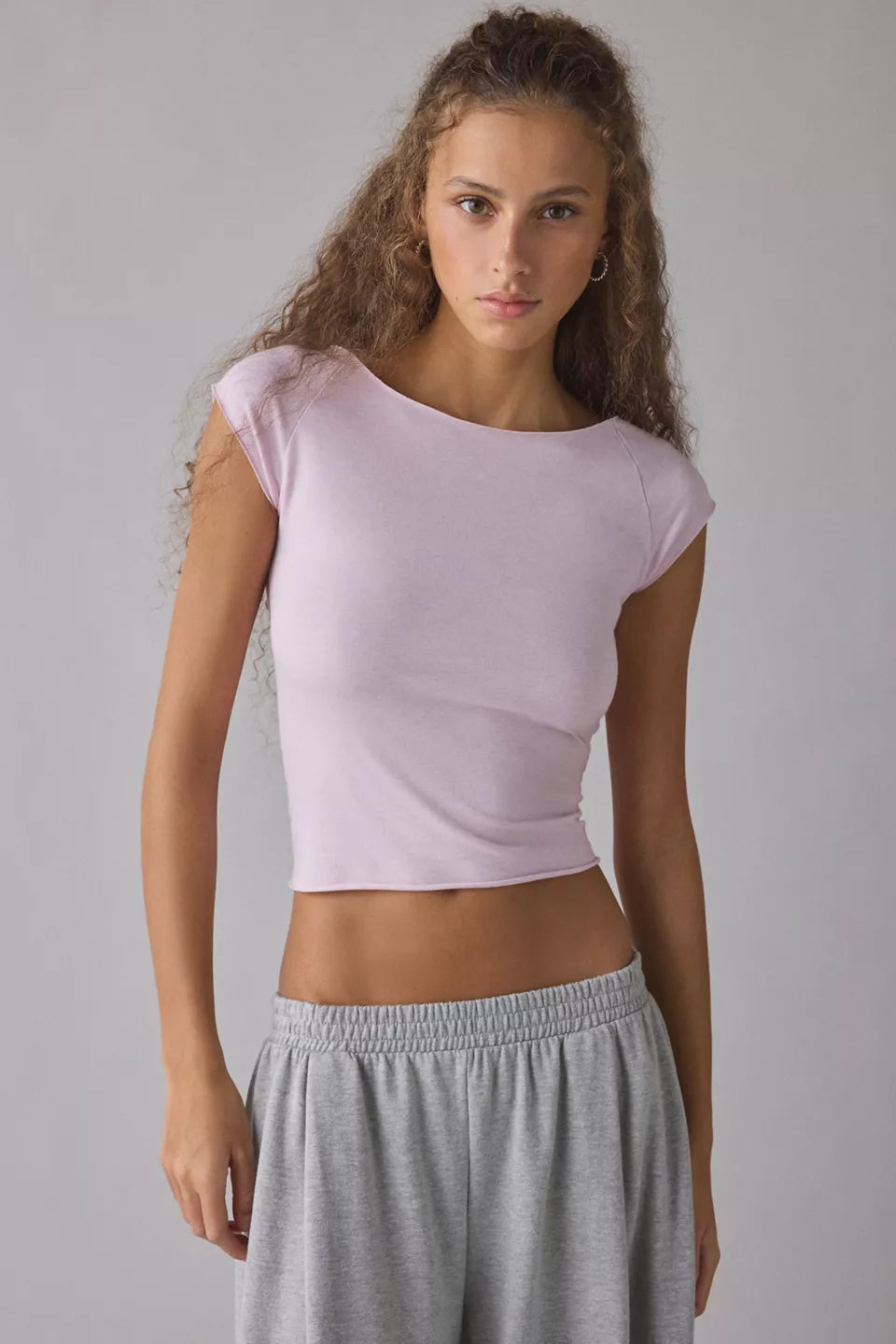 Women's Cotton Compression Boatneck Cropped Tee