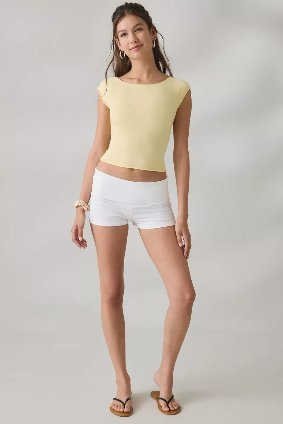 Women's Cotton Compression Boatneck Cropped Tee