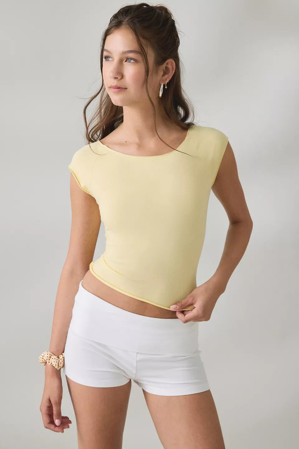 Out From Under Women's Cotton Compression Boatneck Cropped Tee