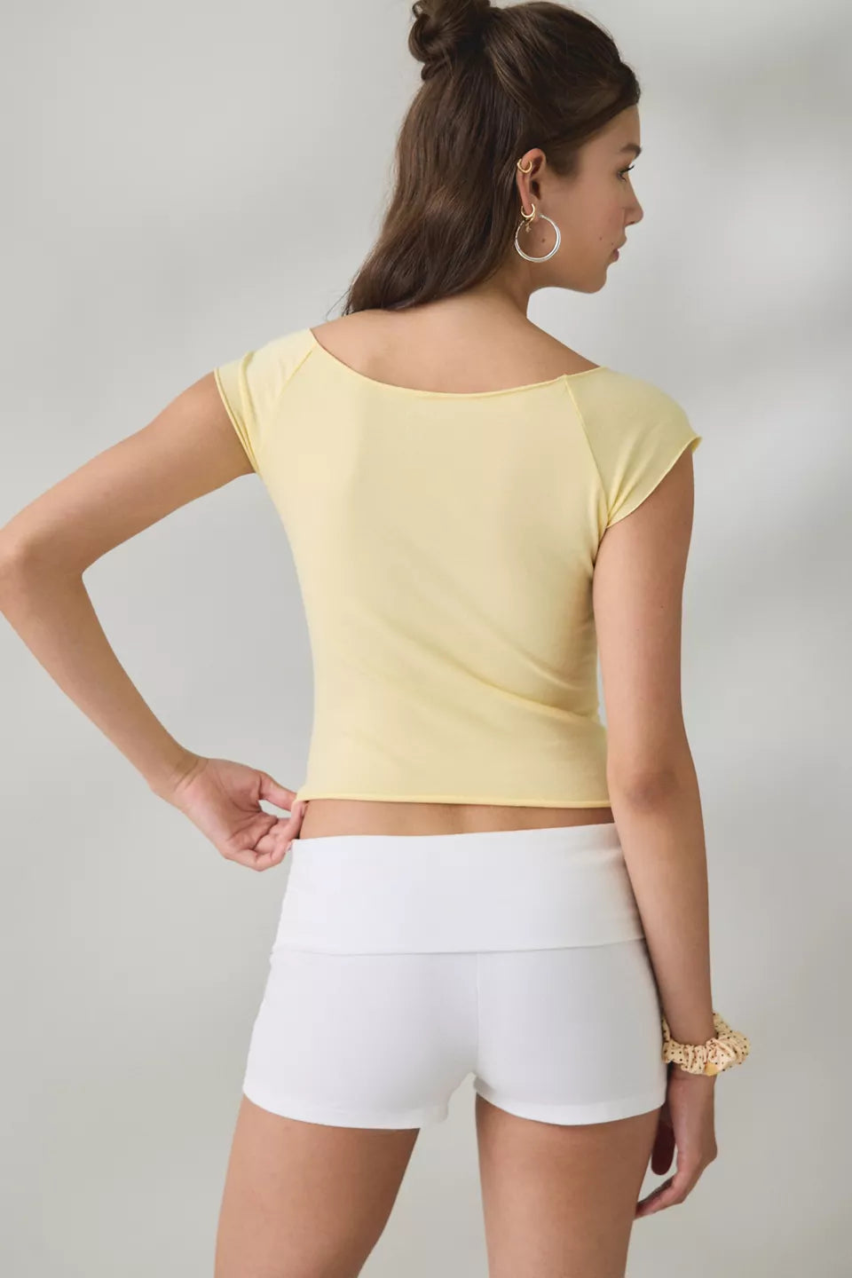 Women's Cotton Compression Boatneck Cropped Tee