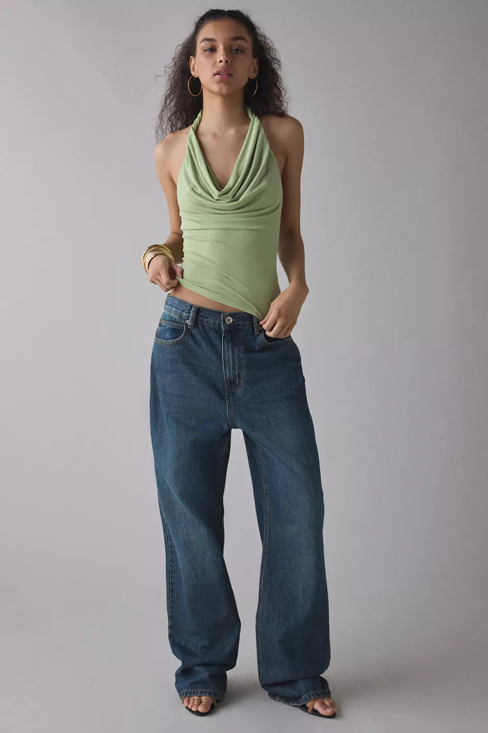 Silence + Noise Women's Coyote Cowl Neck Halter Top