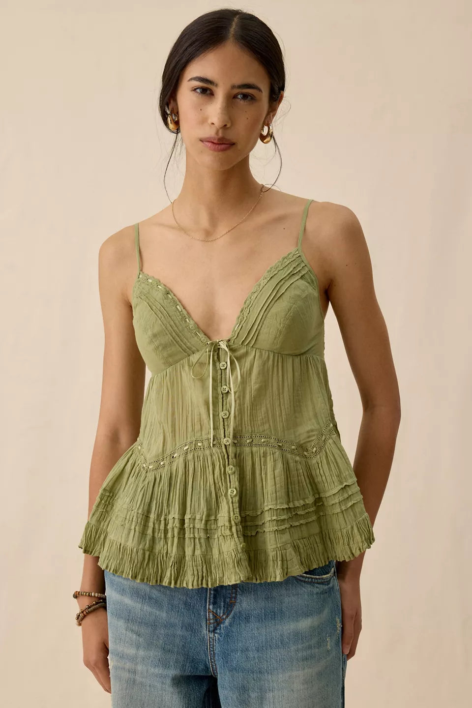 Kimchi Blue Women's Tara Embroidered Cotton Babydoll Cami