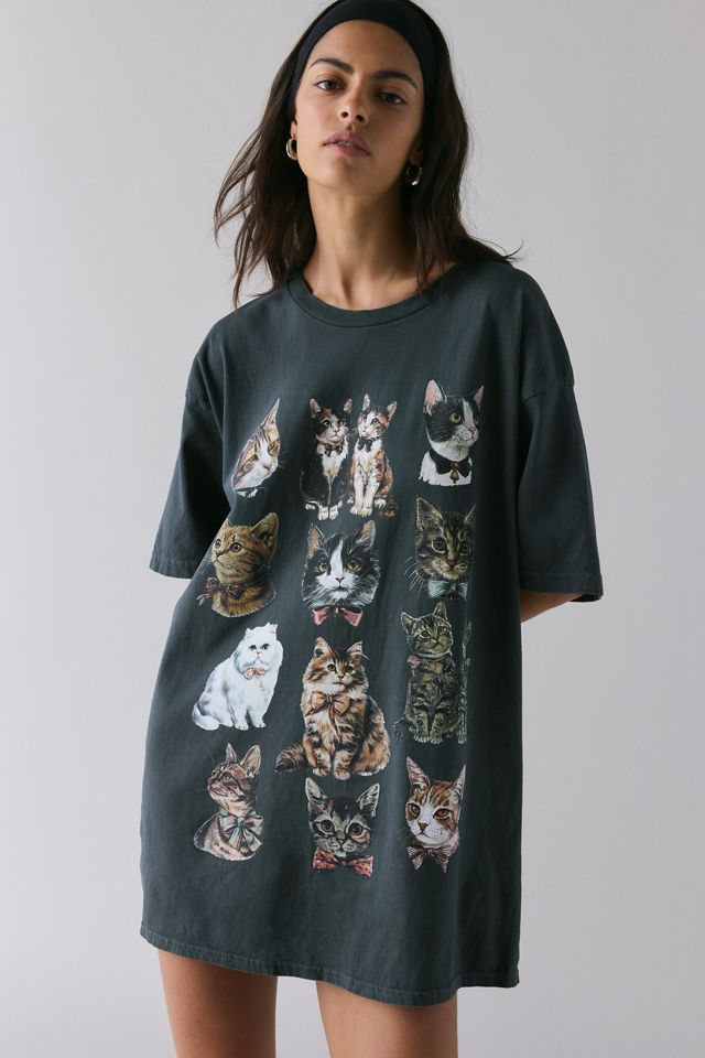 Urban Outfitters Cat Graphic Oversized T-Shirt Dress