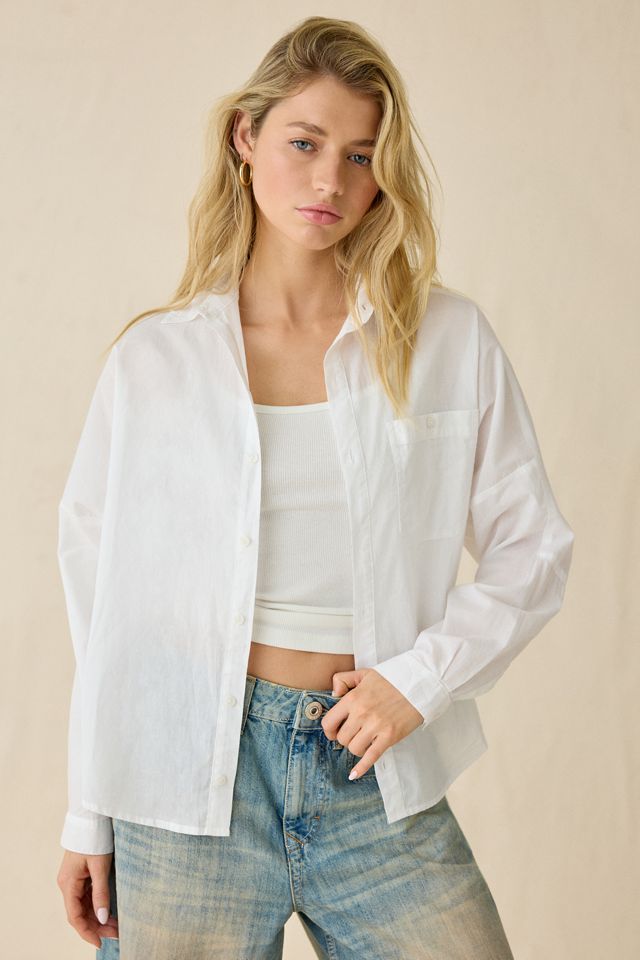 BDG Women's Alex Breezy Cotton Oversized Button-Down Shirt