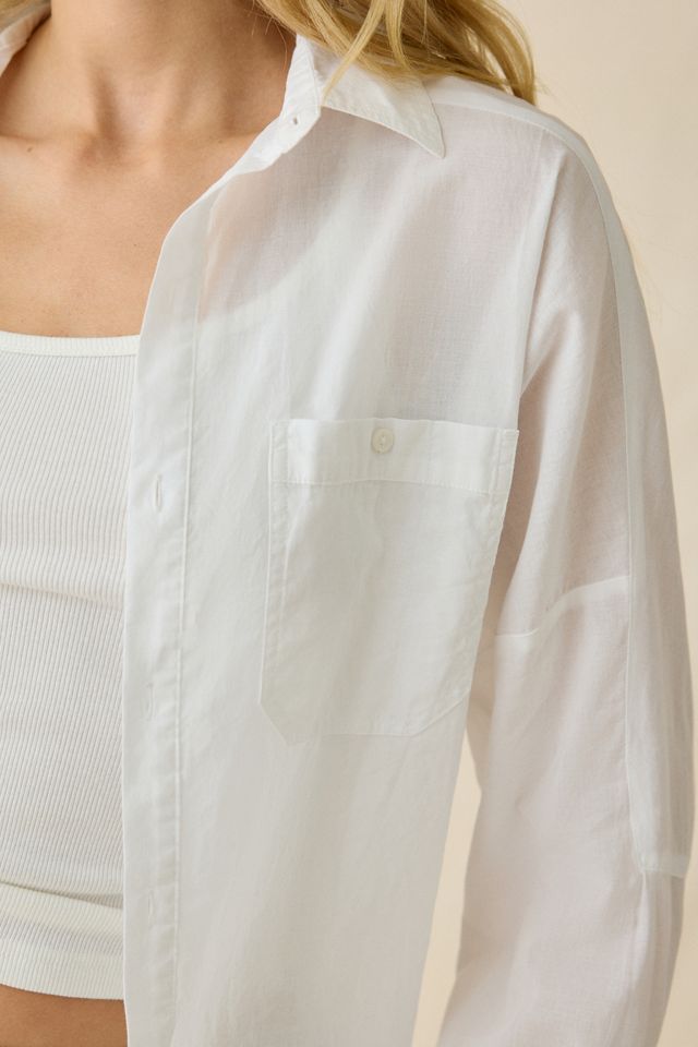 BDG Women's Alex Breezy Cotton Oversized Button-Down Shirt