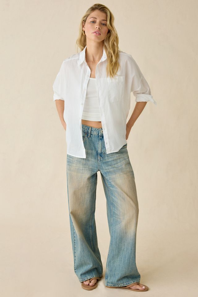 BDG Women's Alex Breezy Cotton Oversized Button-Down Shirt