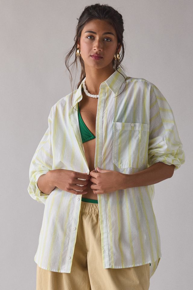 BDG Women's Alex Breezy Cotton Oversized Button-Down Shirt