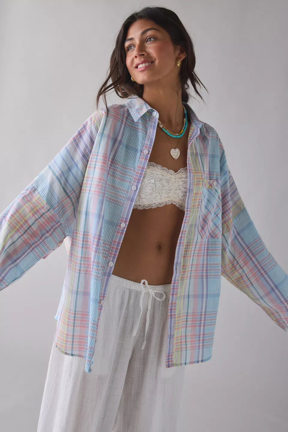 BDG Women's Alex Breezy Cotton Oversized Button-Down Shirt
