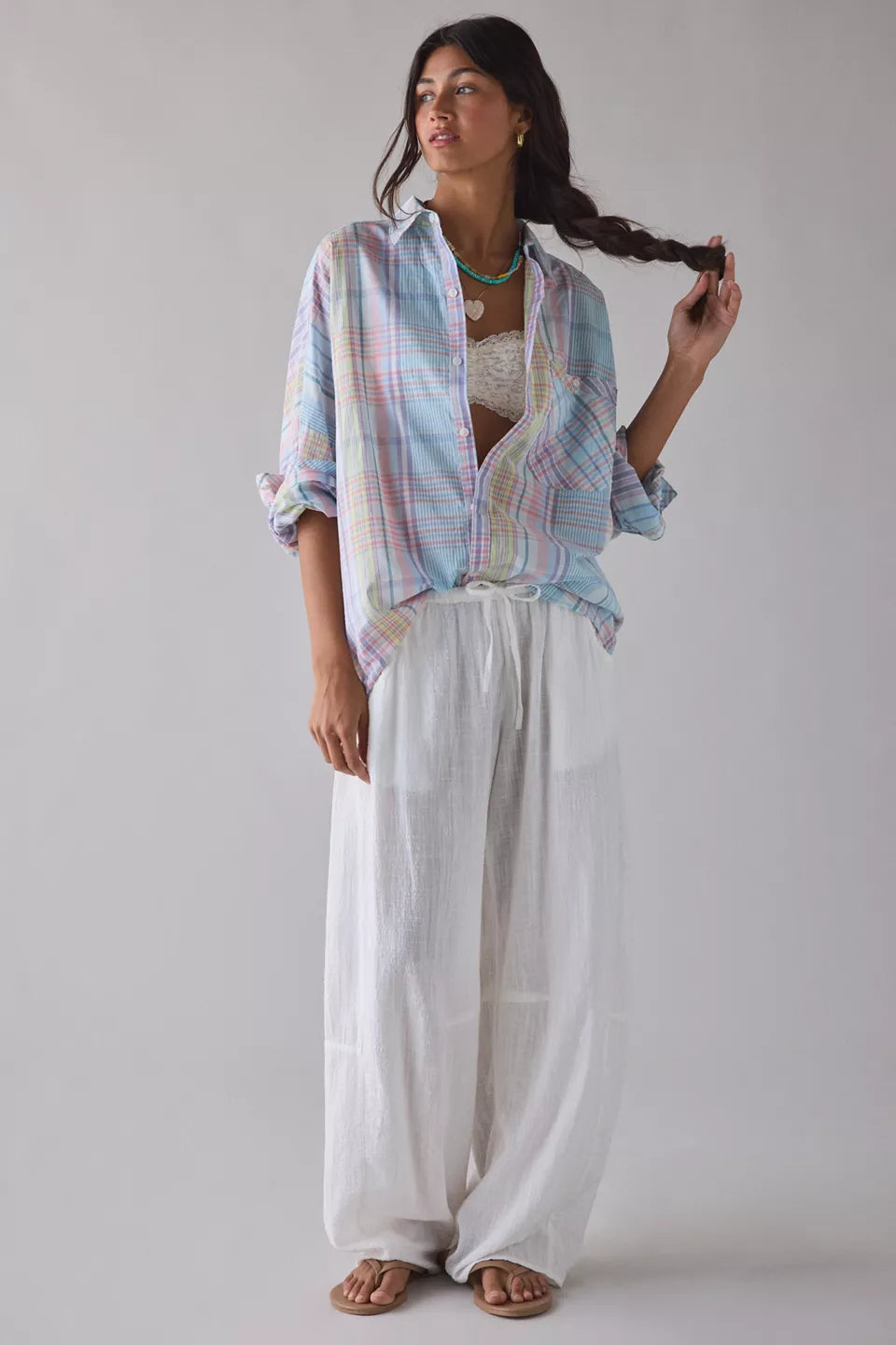 BDG Women's Alex Breezy Cotton Oversized Button-Down Shirt