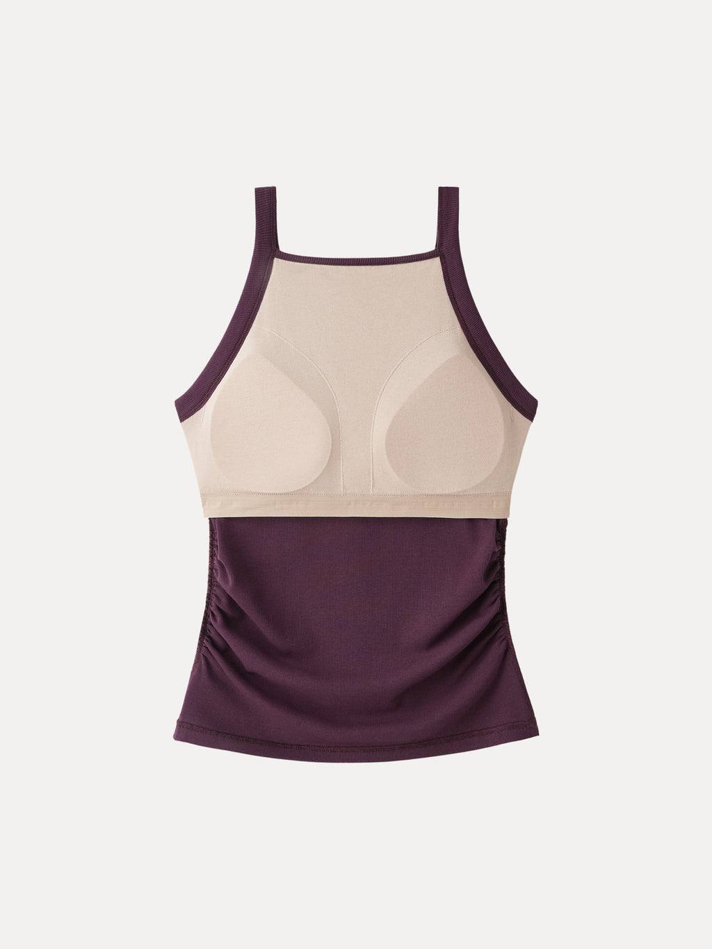 OGLmove Square Neck Ruched Rib Bra Tank Built-In Support
